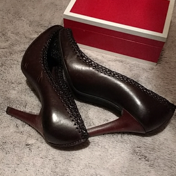 Authentic Burberry high heel brown leather/straw - Picture 3 of 8